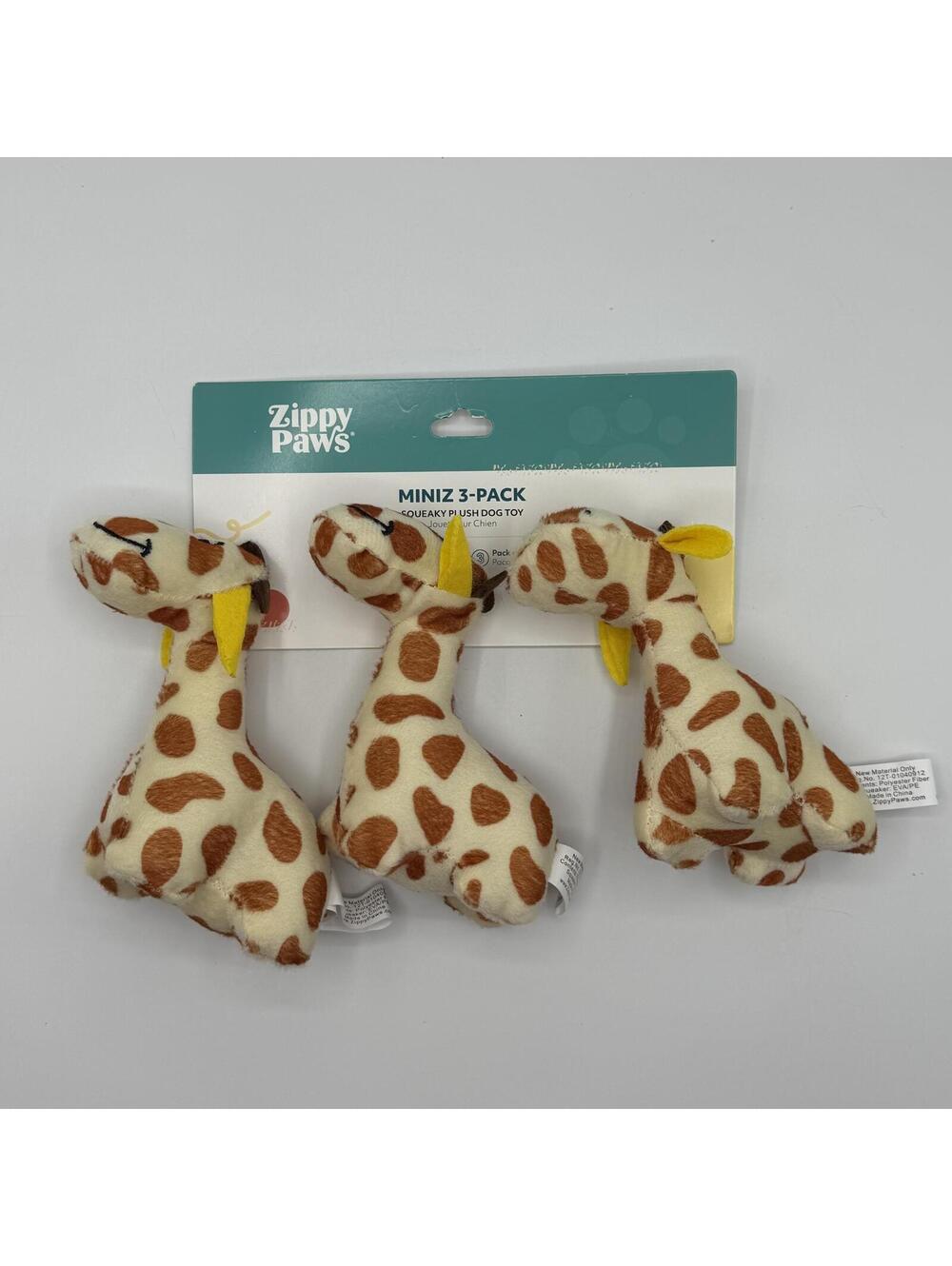 ZippyPaws Miniz Squeaky Plush Dog Toy Giraffe 3 Pack Zippy Paws ZP829